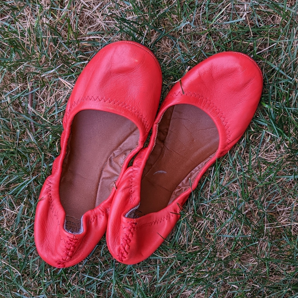 Lucky Brand Flats Slip-on Leather Red Shoes